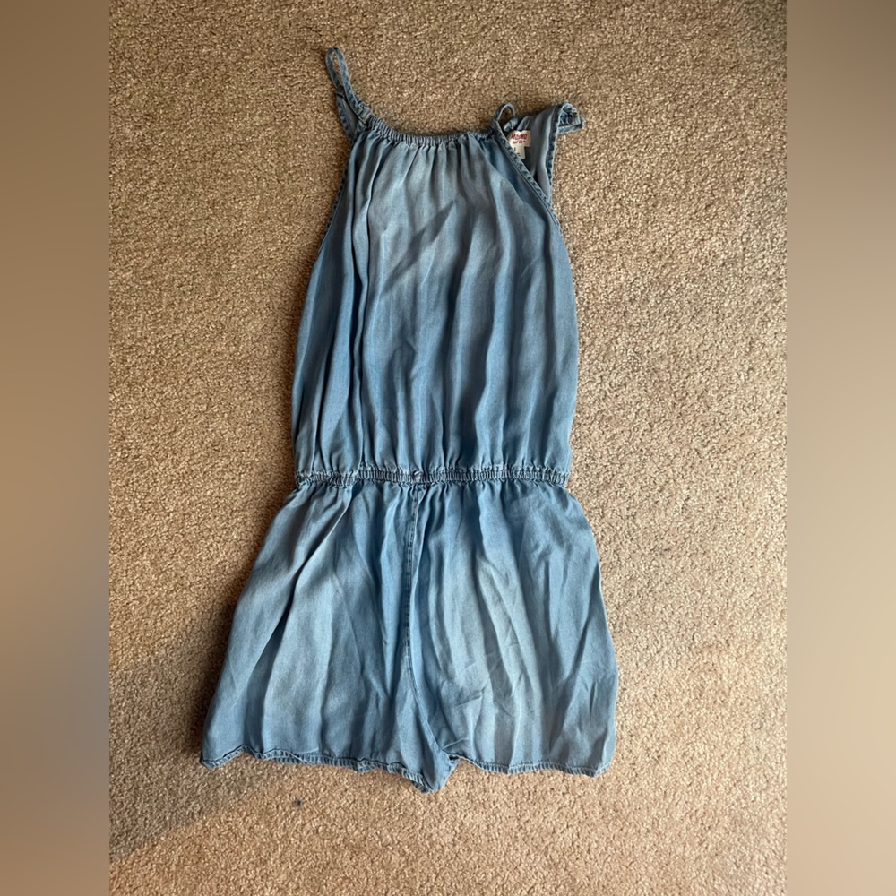 light-washed denim romper